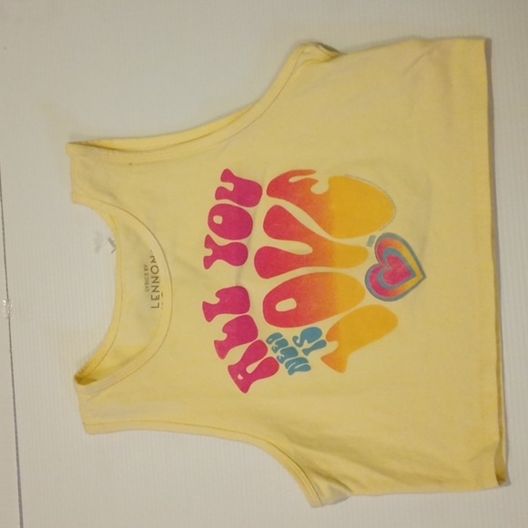 Goodie Two Sleeves Yellow Lennon & McCartney Lyrics Cropped Tank Top A26 - Picture 1 of 5